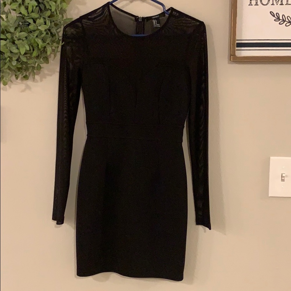Black forever 21 dress with sheer sleeves